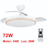 OstarkDom Ceiling Fan with Light 132cm, remote control, silent DC motor with 6 speeds, CCT dimmable LED light, timer function, modern aluminum and wood design, ideal for living rooms and bedrooms.
