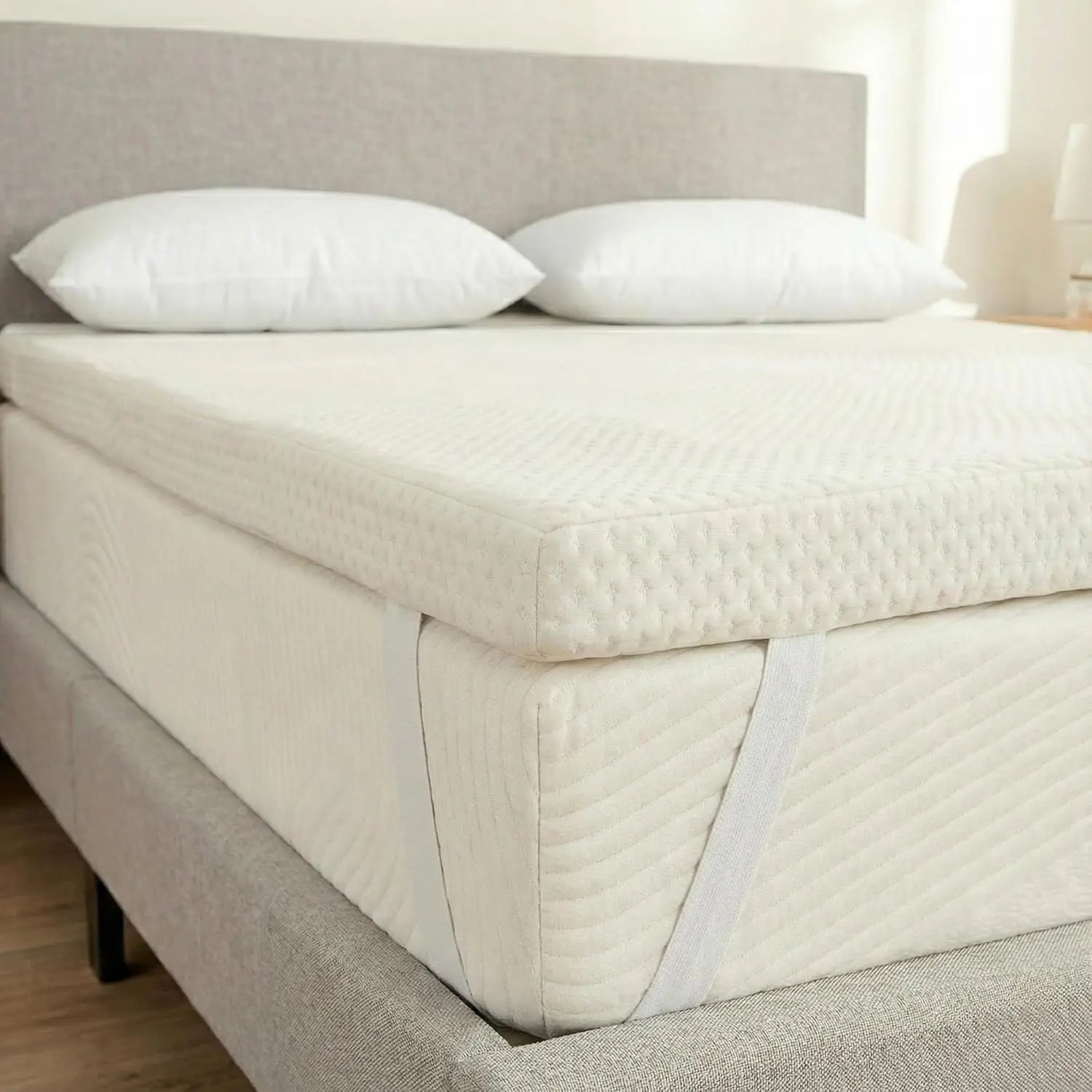 REAL CONFORT Topper 100% Authentic High Density Viscoelastic Mattress, breathable and washable cover, anti-allergic, designed for maximum comfort and stability with non-slip straps, made in Spain for better sleep quality.