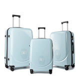 S7 STAR ABS luggage set with 4 pieces of suitcases in sizes 18/20/24/28 inches featuring 360° silent wheels, durable ABS material, and organized interior compartments for business and travel.