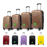 S7 STAR ABS luggage set with 4 pieces of suitcases in sizes 18/20/24/28 inches featuring 360° silent wheels, durable ABS material, and organized interior compartments for business and travel.