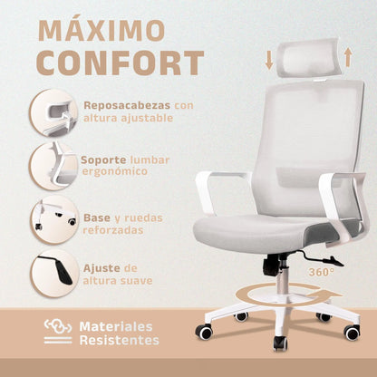 Jupplies ergonomic desk chair adjustable and recliner office chair with lumbar support, adjustable headrest, breathable mesh, 360 swivel wheels °   Supports up to 100kg