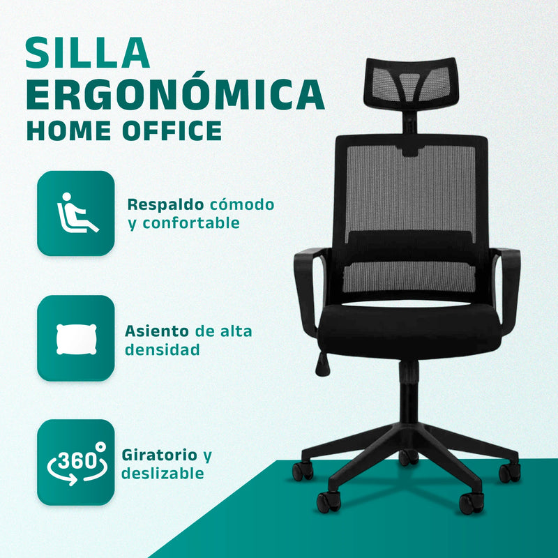 Jupplies ergonomic desk chair adjustable and recliner office chair with lumbar support, adjustable headrest, breathable mesh, 360 swivel wheels °   Supports up to 100kg