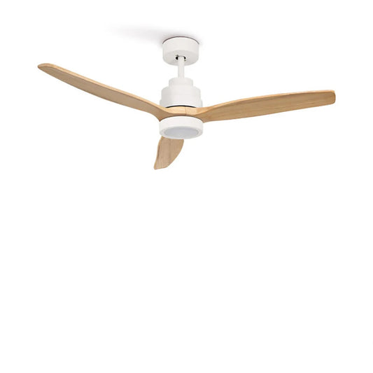 OstarkDom Ceiling Fan with Light 132cm, remote control, silent DC motor with 6 speeds, CCT dimmable LED light, timer function, modern aluminum and wood design, ideal for living rooms and bedrooms.