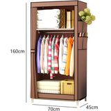 Nyana Fabric Wardrobe with Side Pockets 160x70x45cm - High Capacity Non-Woven Storage Cabinet for Clothes and Shoes, Easy Assembly, Durable Steel Tubes and Plastic Connectors, Perfect for Bedroom or Dressing Room.