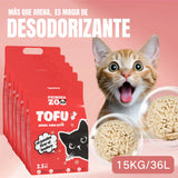 Primerazoo Natural Tofu Cat Litter, Super Odor Control, Flushable and Dust-Free, 100% Biodegradable, for Indoor Use, Red Color with Milk Scent.