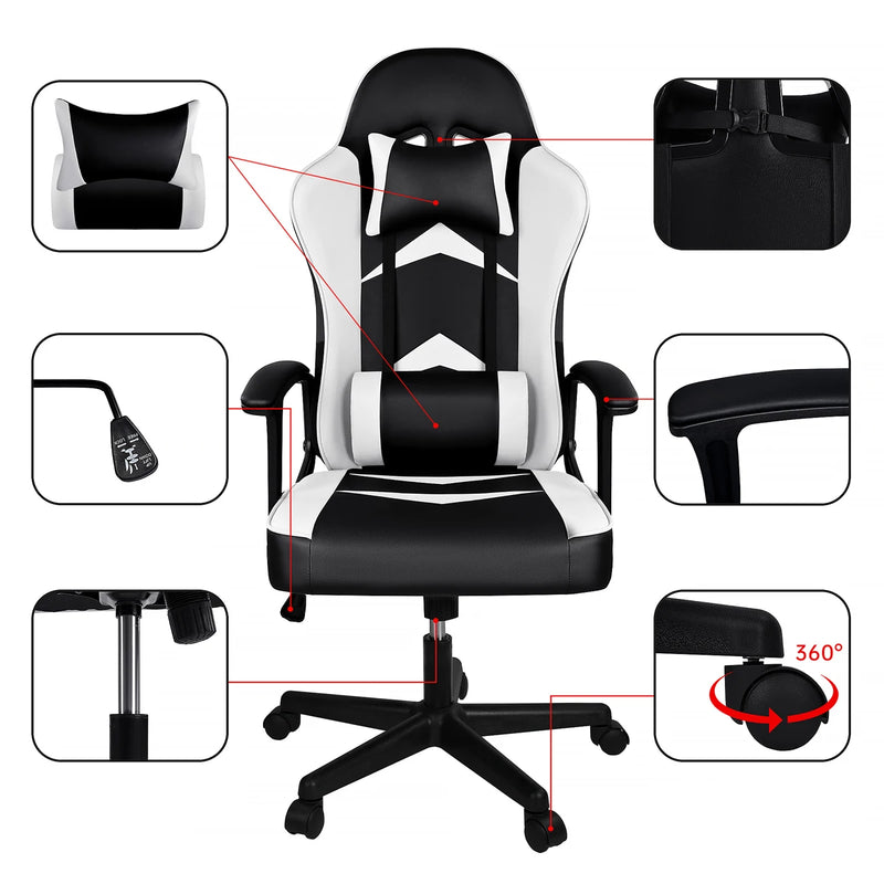T-lovendo - gaming chair for video game or office. With lumbar and cervical cushion. Ergonomic. Adjustable in height and reclining. Adjustable comfortable