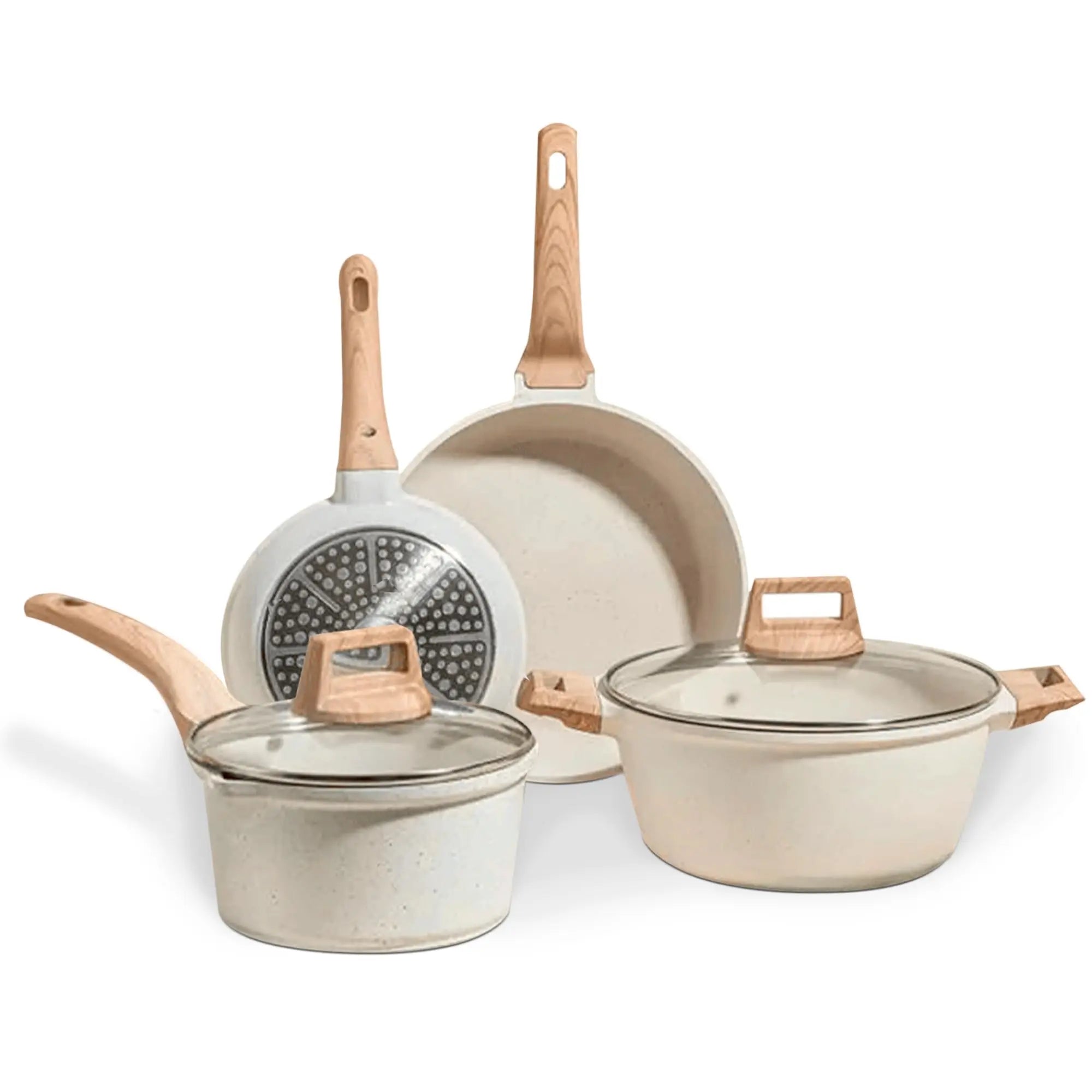Jupplies non-stick piece kitchen set - non-stick 20 and 24cm pans and kitchen pots of 16 and 20cm - induction cookware with lid - pfoa free