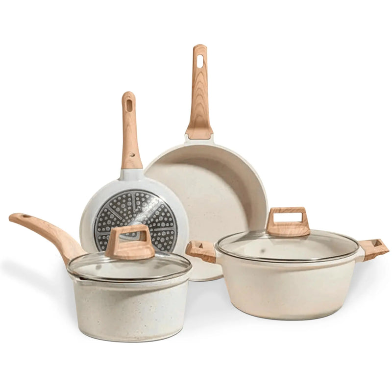 Jupplies non-stick piece kitchen set - non-stick 20 and 24cm pans and kitchen pots of 16 and 20cm - induction cookware with lid - pfoa free