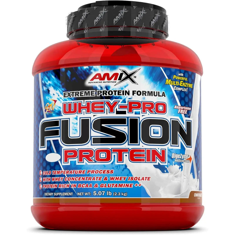 Amix nutrition pure fusion whey protein 2.3 kg + shaker gift - whey protein sports supplement - peanut, chocolate and caramel flavor - amino acids and glutamine to tonize and develop muscle mass