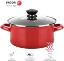 Fagor optimax - red enameled steel pot, non-stick two-layer, pfoa free, all kitchens, induction, thermo-resistant glass lid