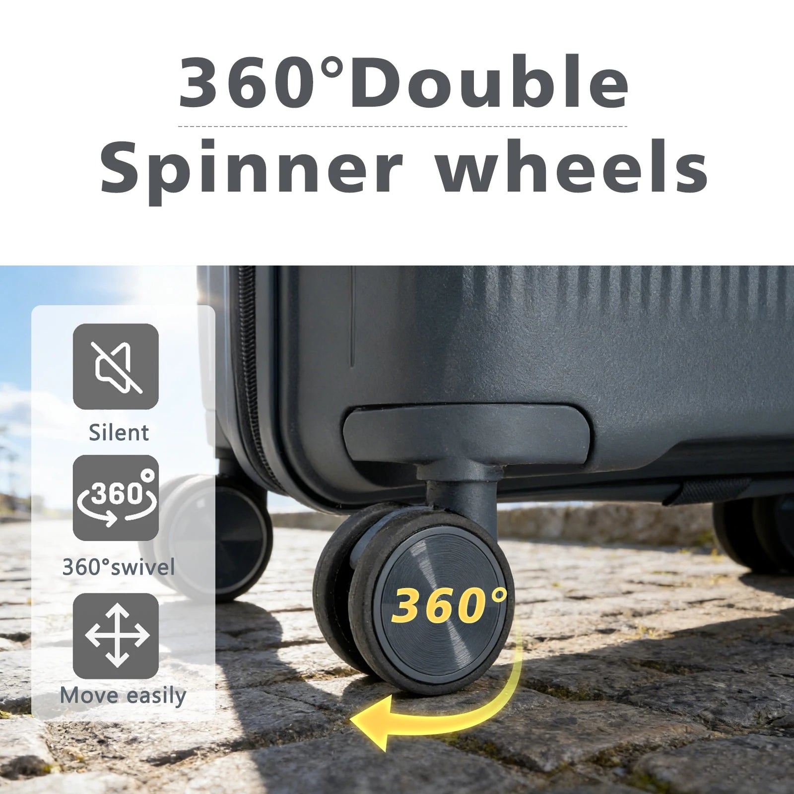 S7 STAR 2-piece suitcase set with lightweight polypropylene, featuring silent spinner wheels, 3-height lockable handle, combination locks, and a toiletry bag, ideal for travel and available in large, medium, and cabin sizes.