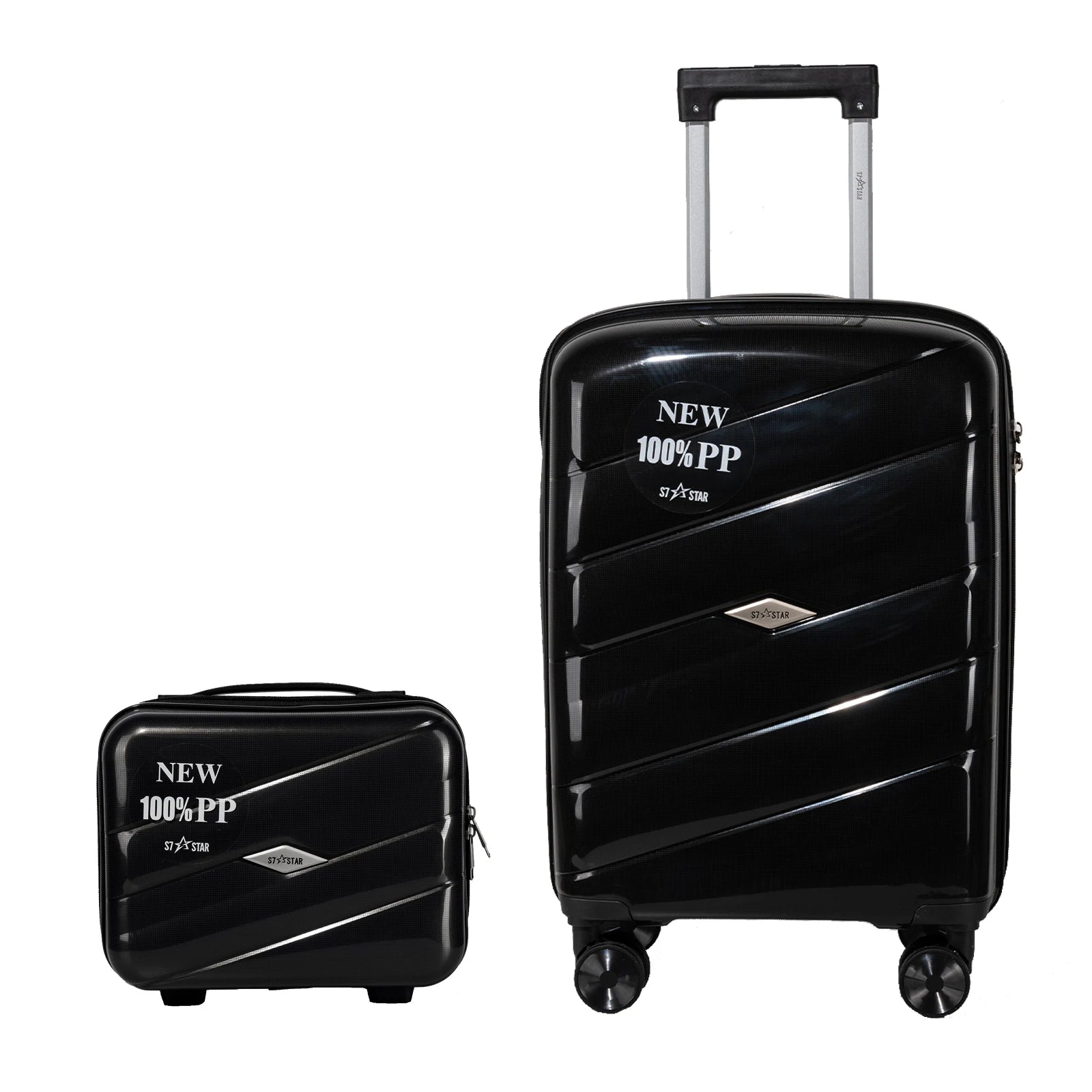 S7 STAR 2-Piece Trolley Suitcase Set, Lightweight PC Shell, Silent 360° Spinner Wheels, Telescopic Handle with 3 Heights, Durable and Scratch Resistant for Travel, Cabin and Medium Sizes with Polyester Lining.