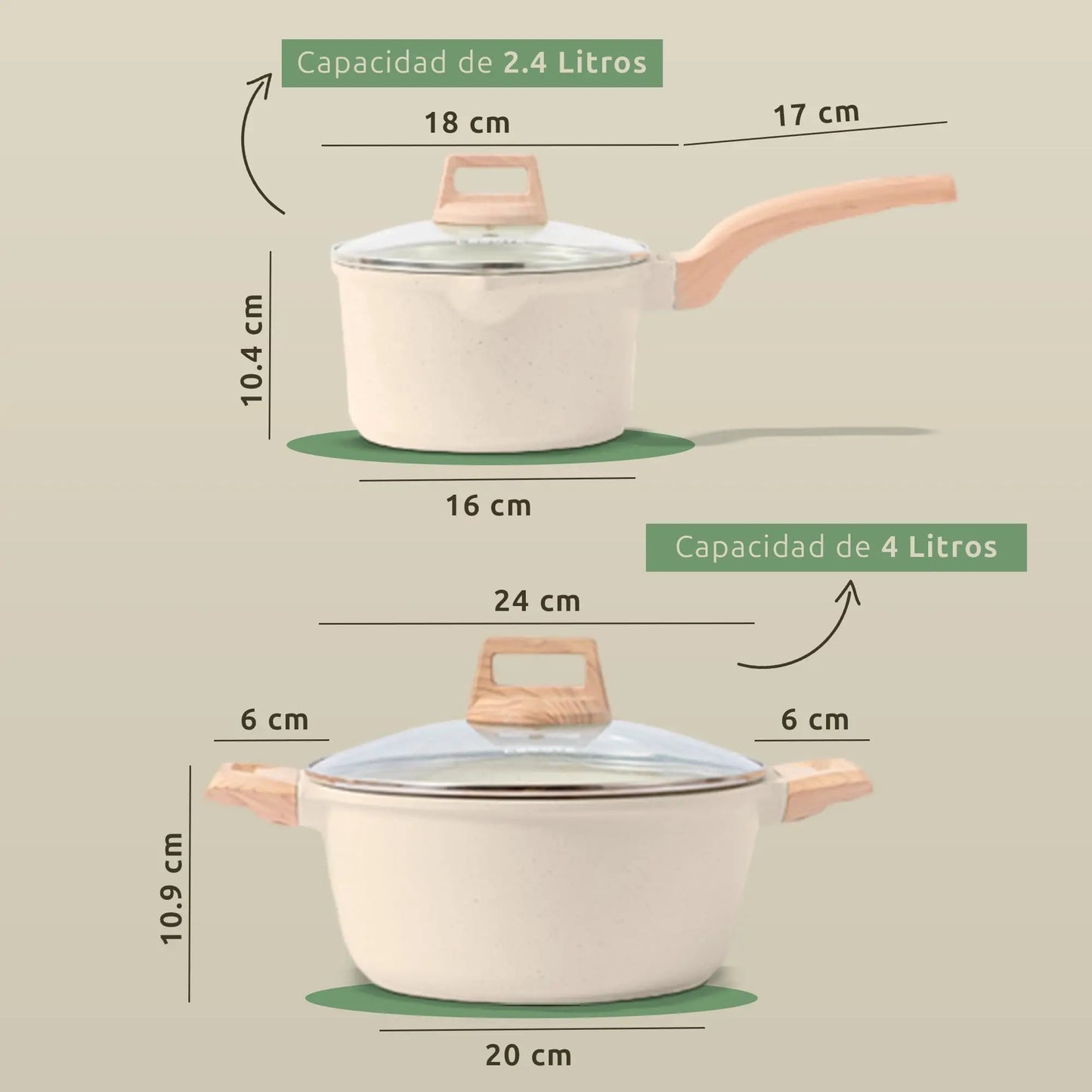 Jupplies non-stick piece kitchen set - non-stick 20 and 24cm pans and kitchen pots of 16 and 20cm - induction cookware with lid - pfoa free