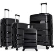 Artree 4-Piece Set of Rigid Travel Suitcases with Security Lock and 360° Double Wheels, featuring durable polypropylene construction, organized interior compartments, and lightweight design, perfect for family trips.