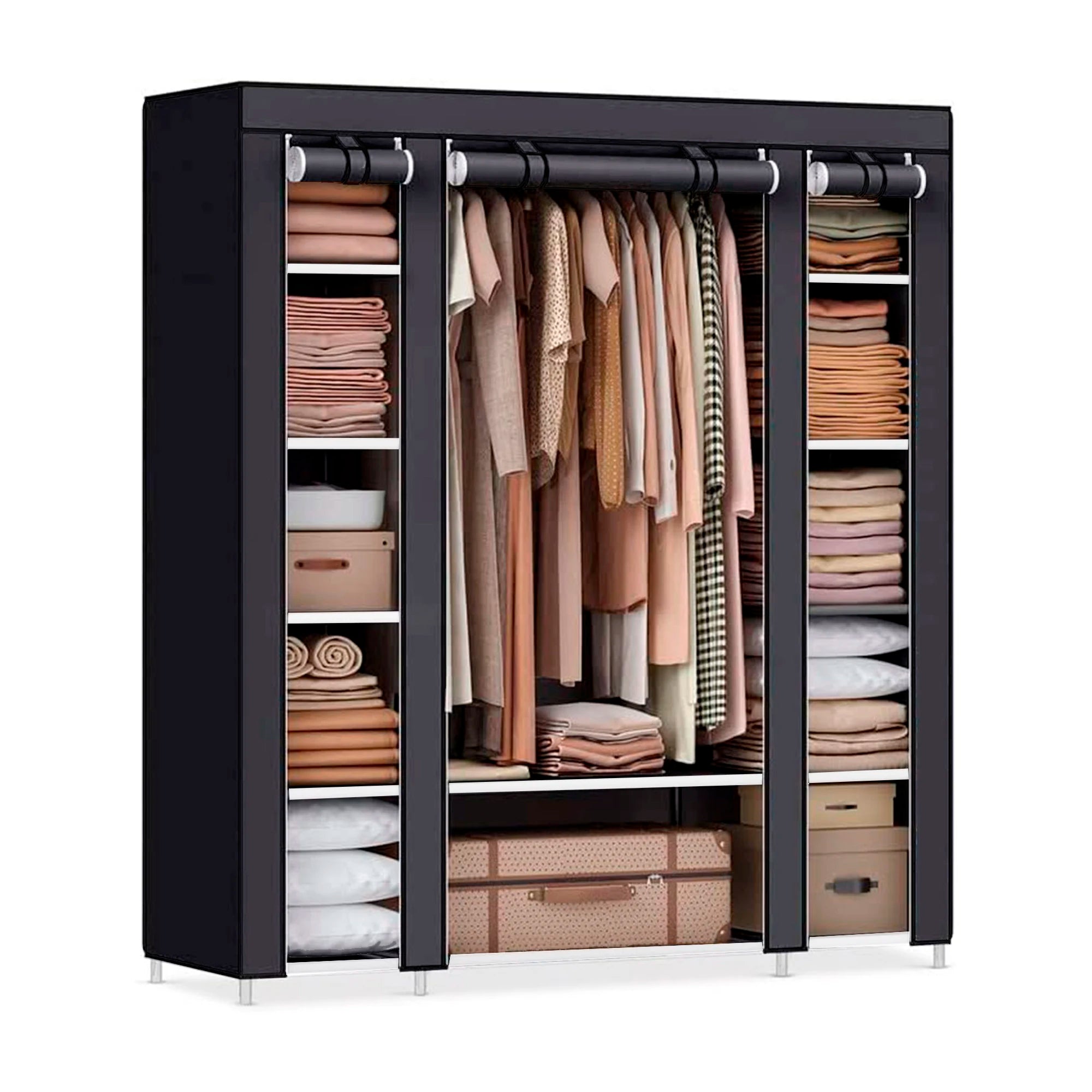 Nyana Home Fabric Dressing Cabinet 170x150x45cm, 3 doors, 11 holes, 1 wardrobe