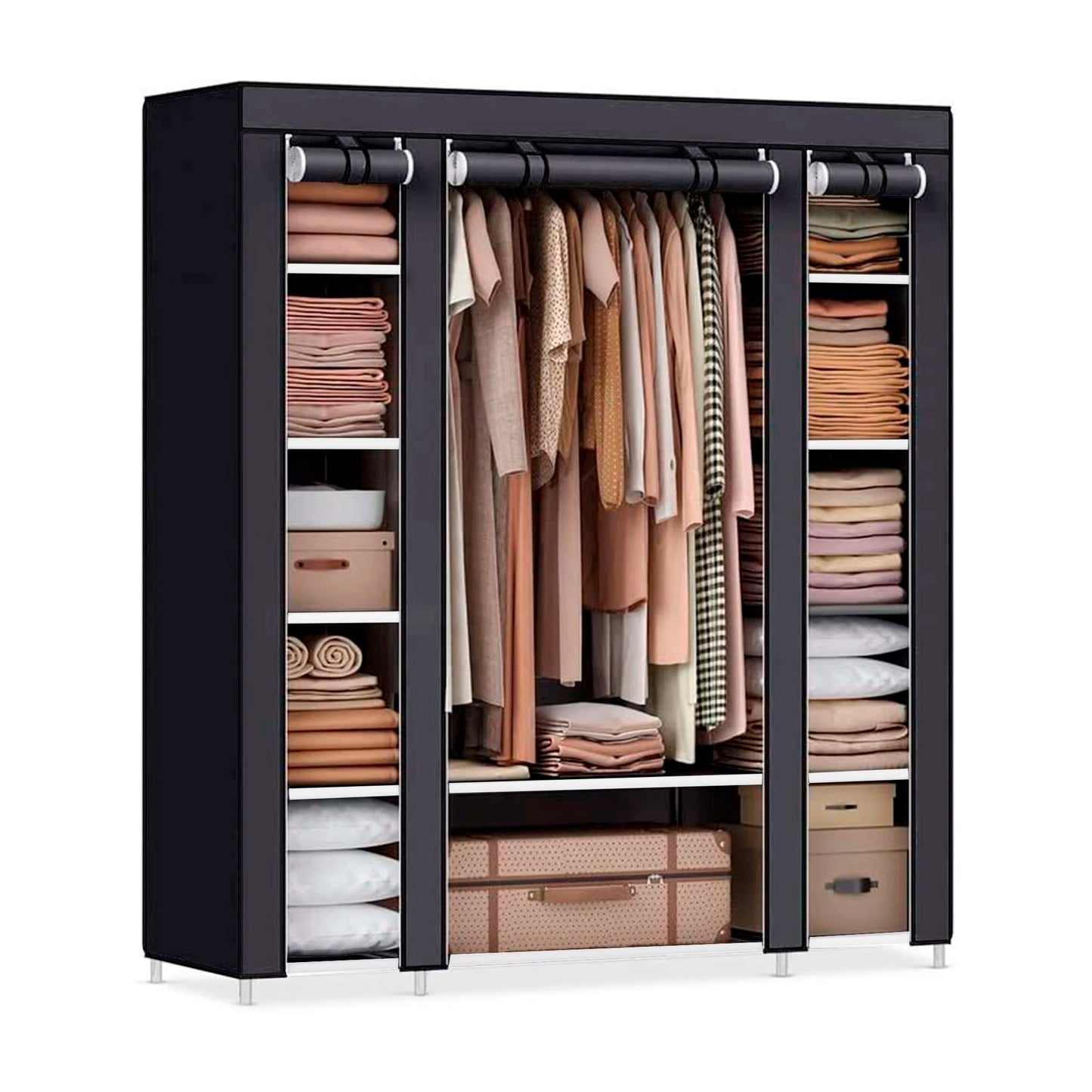 Nyana Home Fabric Dressing Cabinet 170x150x45cm, 3 doors, 11 holes, 1 wardrobe