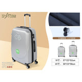 S7 STAR ABS luggage set with 4 pieces of suitcases in sizes 18/20/24/28 inches featuring 360° silent wheels, durable ABS material, and organized interior compartments for business and travel.
