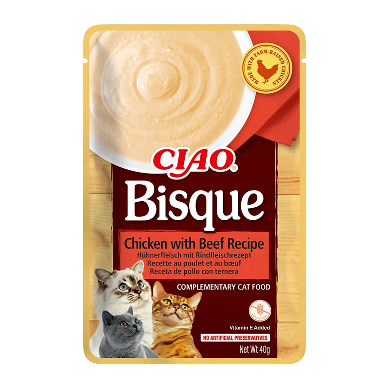 Inaba churu bisque - snacks for cats envelopes with puree (12 envelopes x 40gr)