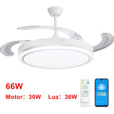OstarkDom Ceiling Fan with Light 132cm, remote control, silent DC motor with 6 speeds, CCT dimmable LED light, timer function, modern aluminum and wood design, ideal for living rooms and bedrooms.