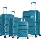 Artree 4-Piece Set of Rigid Travel Suitcases with Security Lock and 360° Double Wheels, featuring durable polypropylene construction, organized interior compartments, and lightweight design, perfect for family trips.