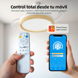 OstarkDom Ceiling Fan with Light 132cm, remote control, silent DC motor with 6 speeds, CCT dimmable LED light, timer function, modern aluminum and wood design, ideal for living rooms and bedrooms.