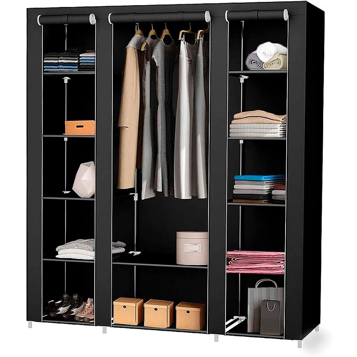Nyana Home Fabric Dressing Cabinet 170x150x45cm, 3 doors, 11 holes, 1 wardrobe