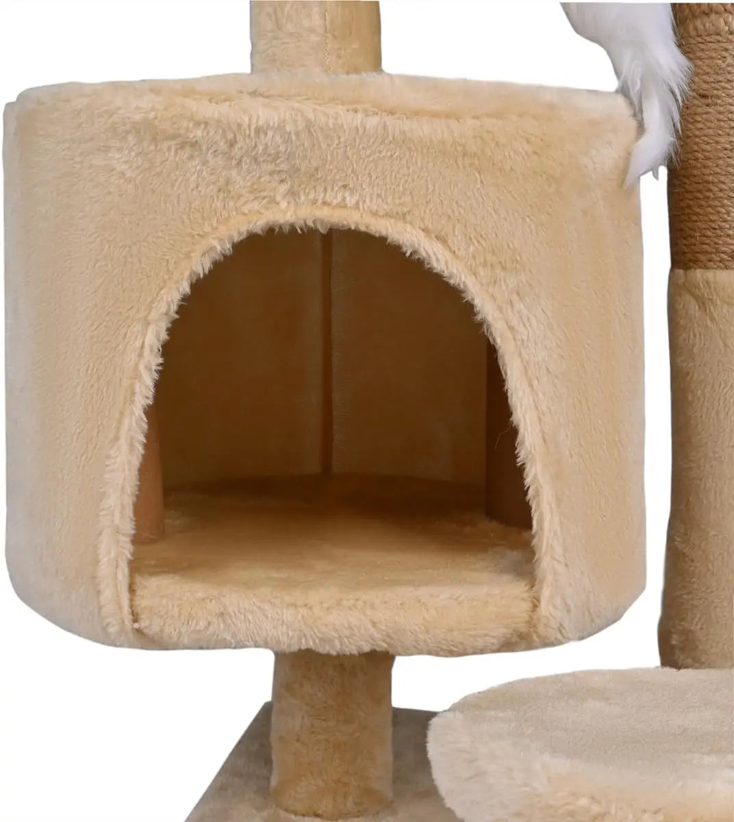 Introducing the T-Lovendo Cat Scratching Tree in dark gray, a sturdy 3-level tower designed for cats up to 10 kg, featuring a cozy hideaway, sisal surfaces for nail sharpening, and easy assembly for hours of play and relaxati