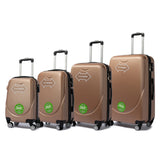 S7 STAR ABS luggage set with 4 pieces of suitcases in sizes 18/20/24/28 inches featuring 360° silent wheels, durable ABS material, and organized interior compartments for business and travel.