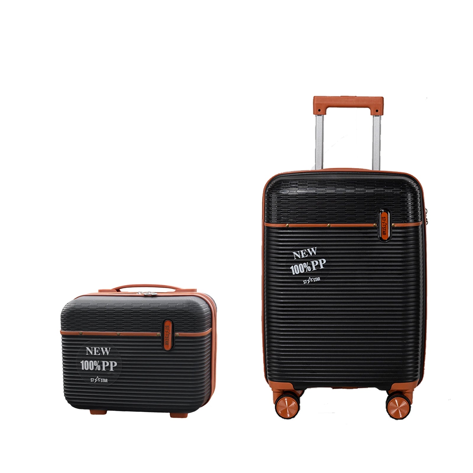 S7 STAR 2-Piece Trolley Suitcase Set, Lightweight PC Shell, Silent 360° Spinner Wheels, Telescopic Handle with 3 Heights, Durable and Scratch Resistant for Travel, Cabin and Medium Sizes with Polyester Lining.