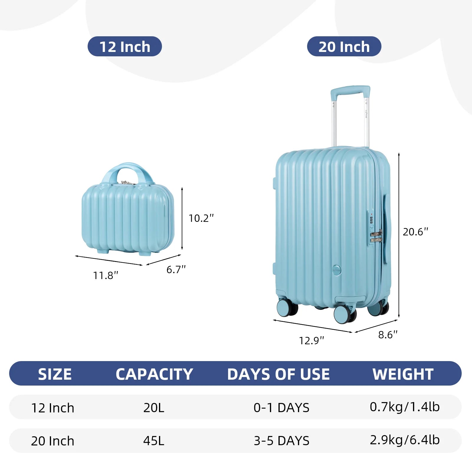 S7 STAR 2-Piece Trolley Suitcase Set, Lightweight PC Shell, Silent 360° Spinner Wheels, Telescopic Handle with 3 Heights, Durable and Scratch Resistant for Travel, Cabin and Medium Sizes with Polyester Lining.