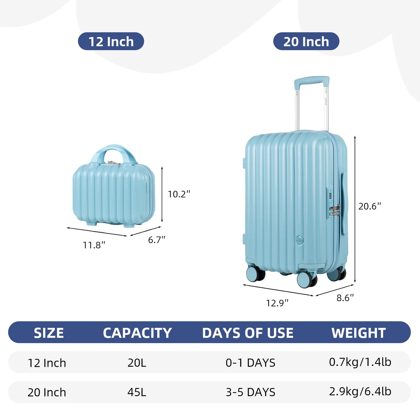 S7 STAR 2-Piece Trolley Suitcase Set, Lightweight PC Shell, Silent 360° Spinner Wheels, Telescopic Handle with 3 Heights, Durable and Scratch Resistant for Travel, Cabin and Medium Sizes with Polyester Lining.