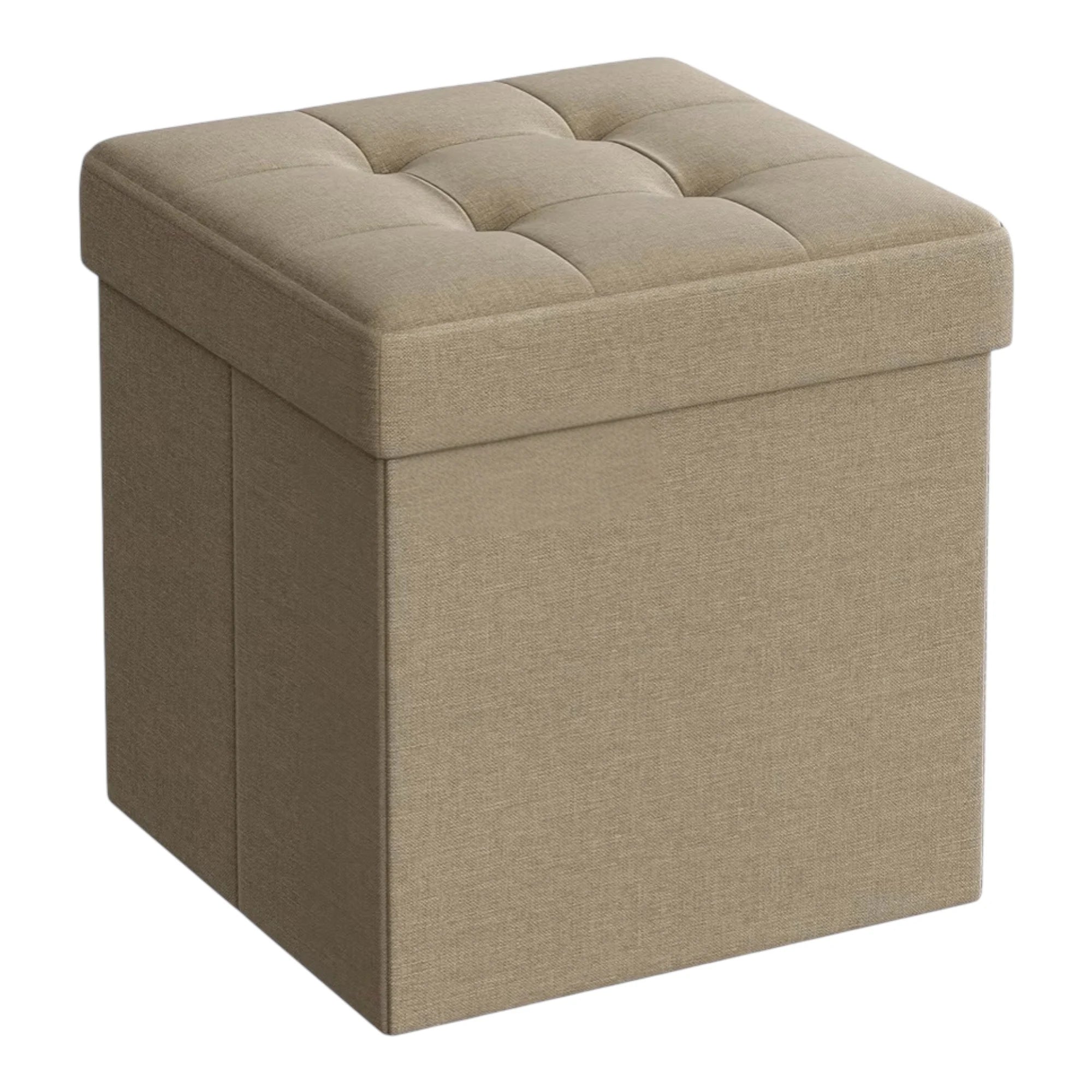 Elegant Linen Puff Storage Ottoman - Durable Footrest Stool for Living Room, Bedroom, or Entryway, Supports up to 300 kg with 89L Storage Space, Foldable and Easy to Assemble, Versatile Cube Bench for Multiple Uses