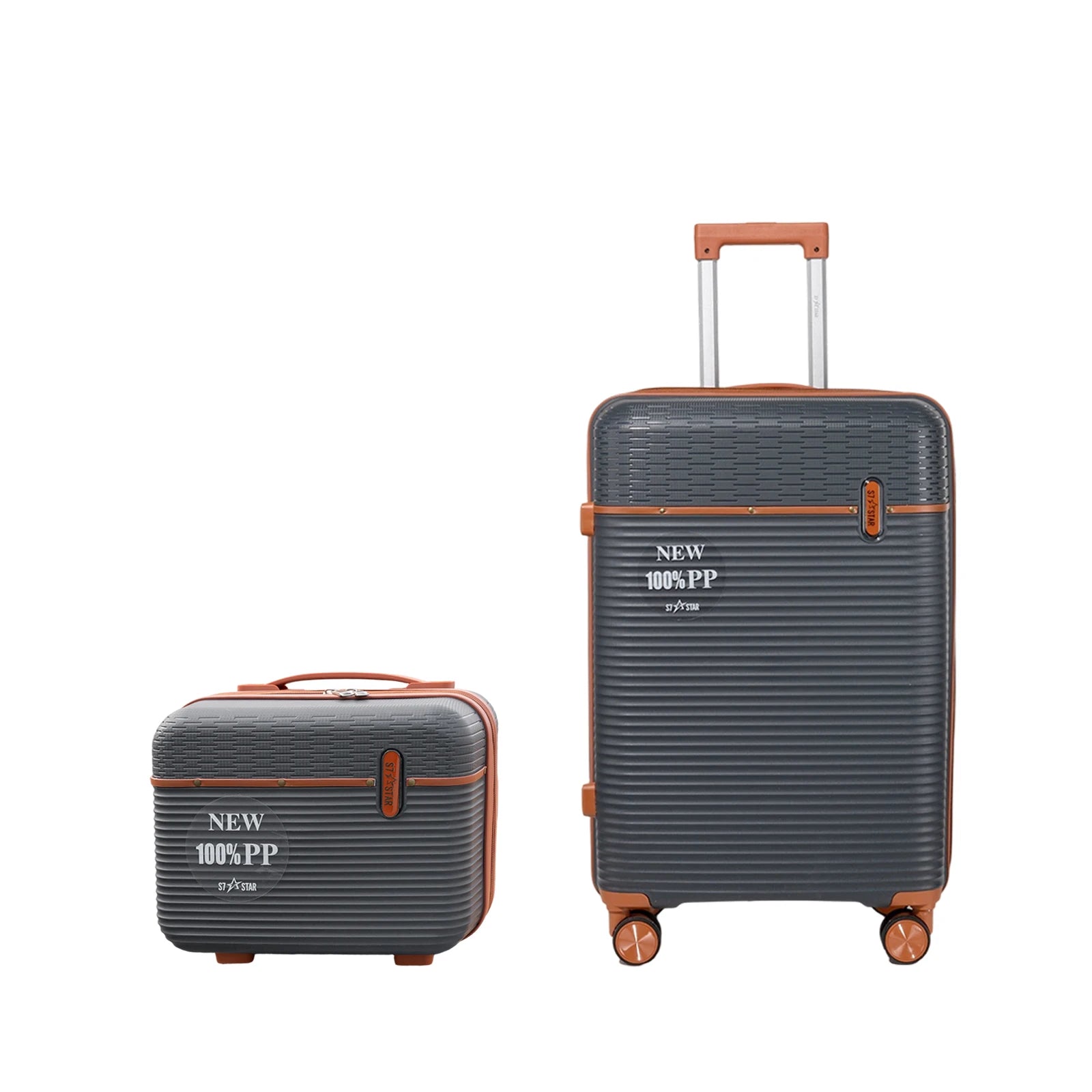 S7 STAR 2-Piece Trolley Suitcase Set, Lightweight PC Shell, Silent 360° Spinner Wheels, Telescopic Handle with 3 Heights, Durable and Scratch Resistant for Travel, Cabin and Medium Sizes with Polyester Lining.