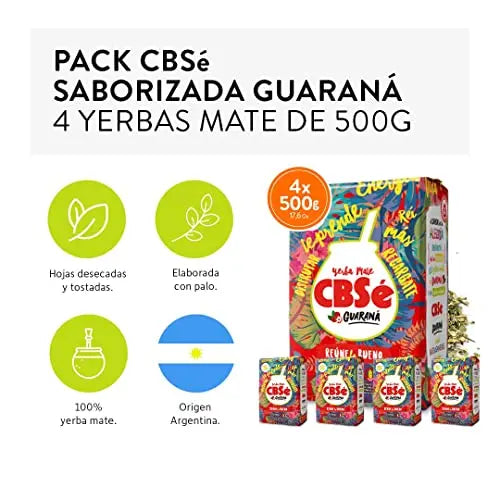 Pacote com 4 unidades de erva-mate CBSé com guaraná (2 kg) – blend energético revitalizante – Qumir