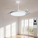 OstarkDom Ceiling Fan with Light 132cm, remote control, silent DC motor with 6 speeds, CCT dimmable LED light, timer function, modern aluminum and wood design, ideal for living rooms and bedrooms.