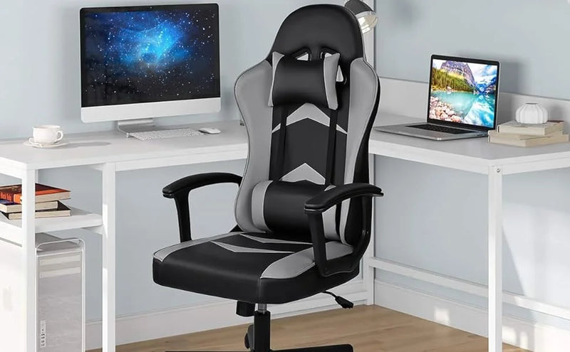 T-lovendo - gaming chair for video game or office. With lumbar and cervical cushion. Ergonomic. Adjustable in height and reclining. Adjustable comfortable