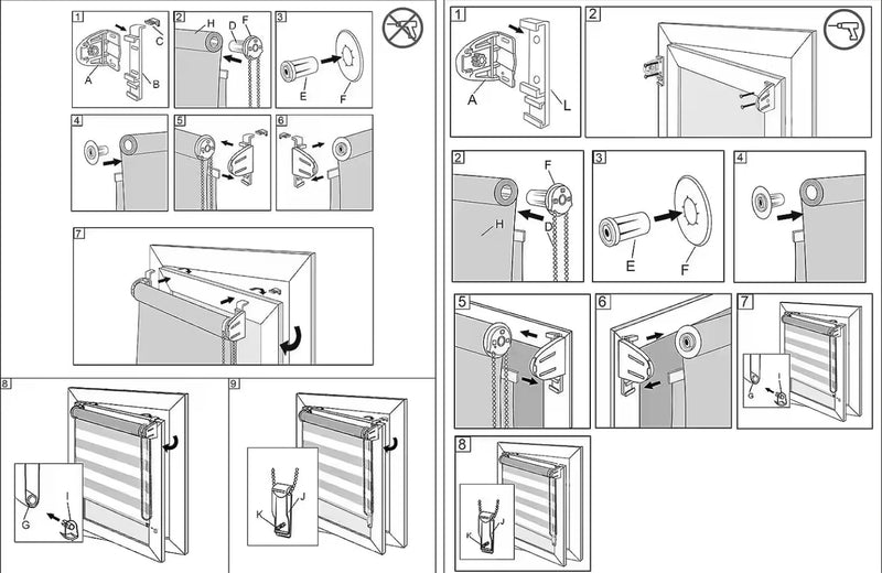 Roller blind, double layer night and day, 60-160x180cm, easy to install, for windows and doors, translucent and opaque
