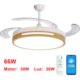 OstarkDom Ceiling Fan with Light 132cm, remote control, silent DC motor with 6 speeds, CCT dimmable LED light, timer function, modern aluminum and wood design, ideal for living rooms and bedrooms.