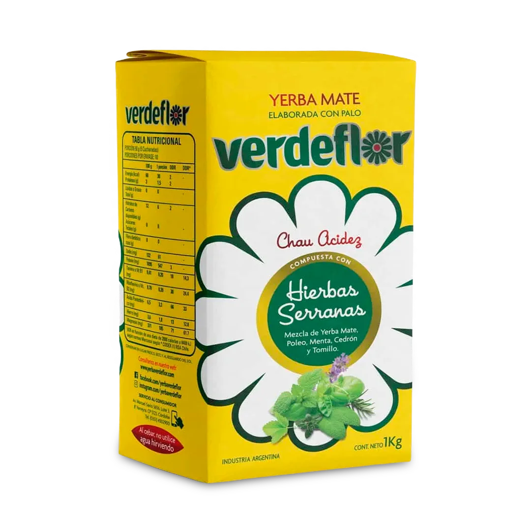 Ervas Verdeflor Serrana 1 kg – pacote com 3 unidades – erva-mate com ervas aromáticas digestivas da Qumir