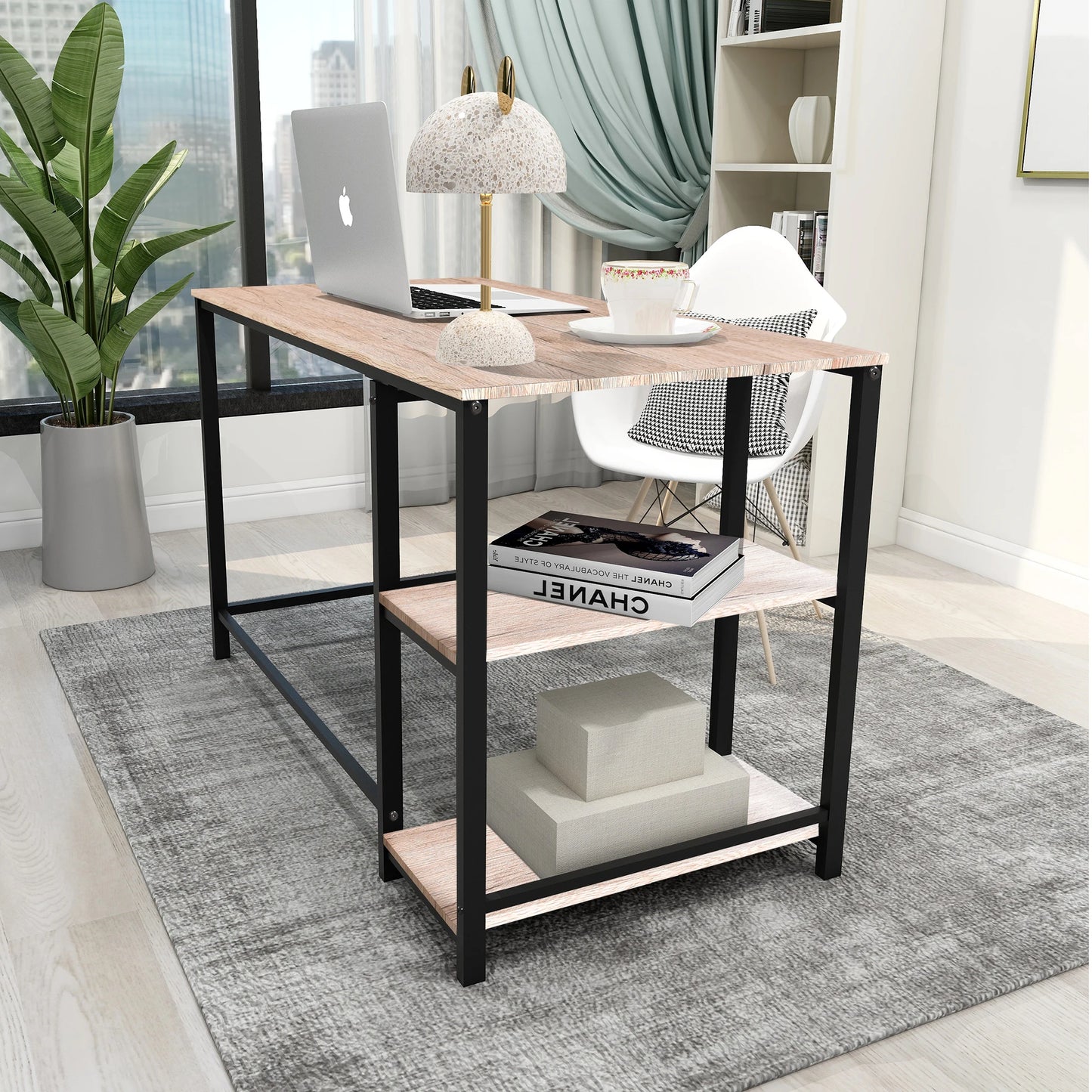 EU PC Office Table With Bookshelf, Computer Desk, Workstation, Study Writing Table, Home Corner Gaming Table, Office Furniture 