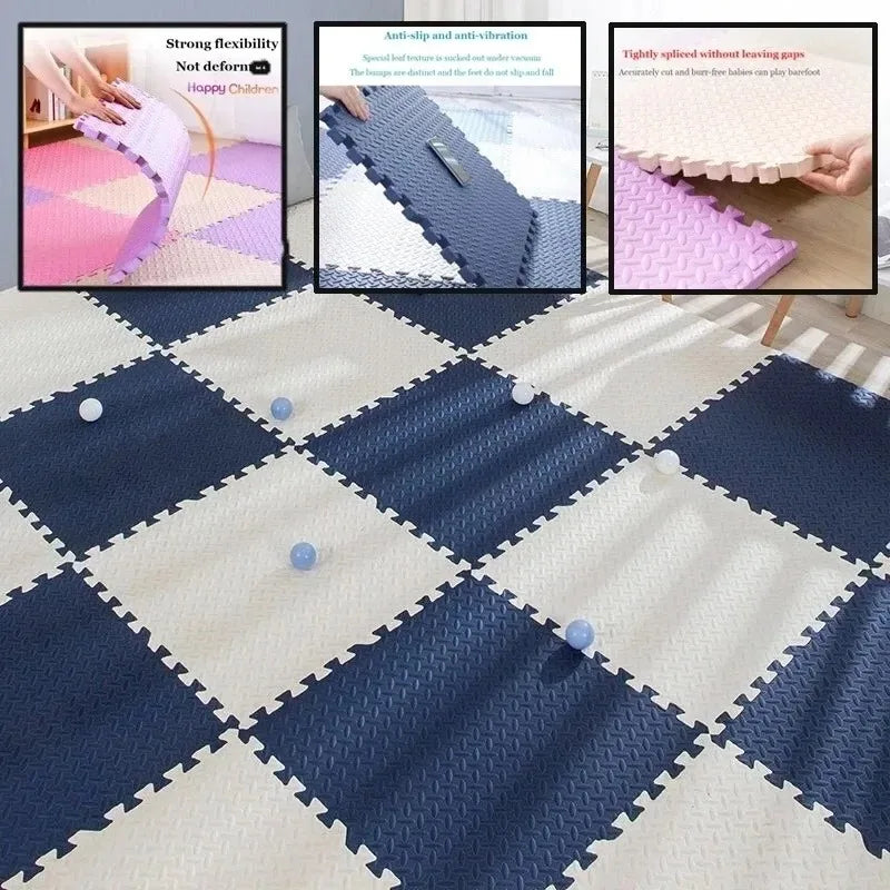 EVA Leaf Grain Floor Mats, Proteção de Ginásio Esportivo, Tapetes de Emenda Antiderrapantes, Thicken Shock Room Workout, Yoga Fitness, 30x30cm, 16Pcs