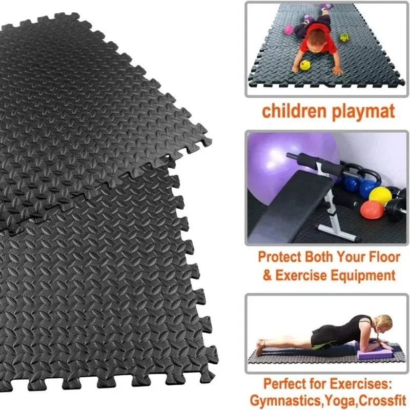 EVA Leaf Grain Floor Mats, Proteção de Ginásio Esportivo, Tapetes de Emenda Antiderrapantes, Thicken Shock Room Workout, Yoga Fitness, 30x30cm, 16Pcs