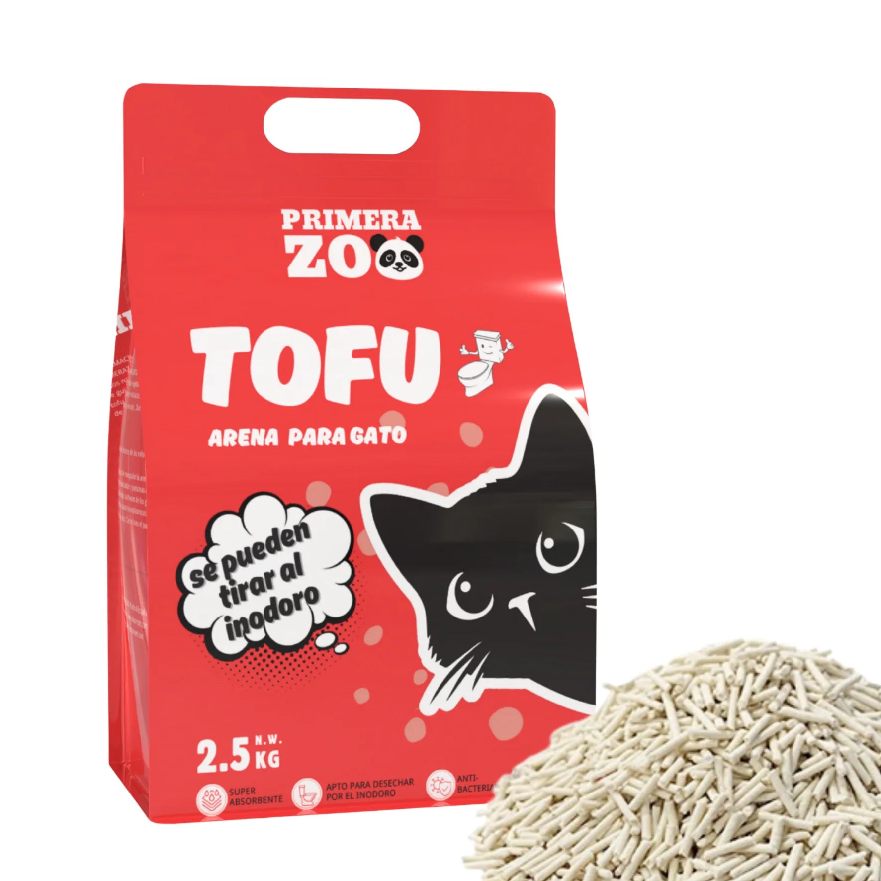 Primerazoo Natural Tofu Cat Litter, Super Odor Control, Flushable and Dust-Free, 100% Biodegradable, for Indoor Use, Red Color with Milk Scent.