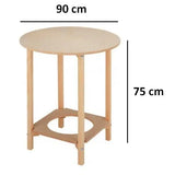 Round Pine Wood Coffee Table - Easy Assembly, 55 or 75 cm Height, Ideal for Living Room, Durable Chipboard Base, Elegant Traditional Design, Perfect Side Table for Versatile Use.