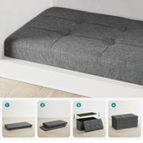 Elegant Linen Puff Storage Ottoman - Durable Footrest Stool for Living Room, Bedroom, or Entryway, Supports up to 300 kg with 89L Storage Space, Foldable and Easy to Assemble, Versatile Cube Bench for Multiple Uses