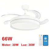 OstarkDom Ceiling Fan with Light 132cm, remote control, silent DC motor with 6 speeds, CCT dimmable LED light, timer function, modern aluminum and wood design, ideal for living rooms and bedrooms.