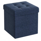 Elegant Linen Puff Storage Ottoman - Durable Footrest Stool for Living Room, Bedroom, or Entryway, Supports up to 300 kg with 89L Storage Space, Foldable and Easy to Assemble, Versatile Cube Bench for Multiple Uses