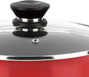 Fagor optimax - red enameled steel pot, non-stick two-layer, pfoa free, all kitchens, induction, thermo-resistant glass lid