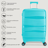Artree 4-Piece Set of Rigid Travel Suitcases with Security Lock and 360° Double Wheels, featuring durable polypropylene construction, organized interior compartments, and lightweight design, perfect for family trips.