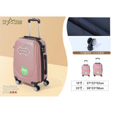 S7 STAR ABS luggage set with 4 pieces of suitcases in sizes 18/20/24/28 inches featuring 360° silent wheels, durable ABS material, and organized interior compartments for business and travel.